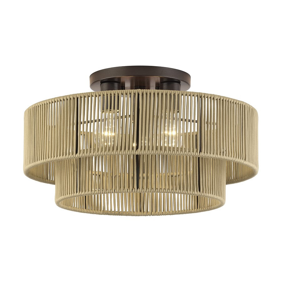 Livex Acordia 3Lt Large 10" Semi-Flush, Bronze/Gold Polyester