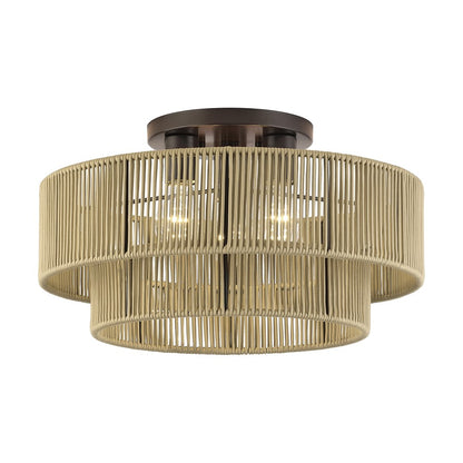 Livex Acordia 3Lt Large 10" Semi-Flush, Bronze/Gold Polyester