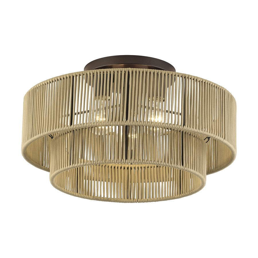 Livex Acordia 3Lt Large 10" Semi-Flush, Bronze/Gold Polyester