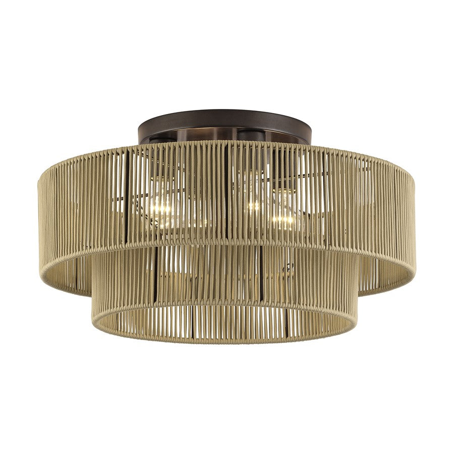 Livex Acordia 4Lt Extra Large Semi-Flush, Bronze/Gold Polyester