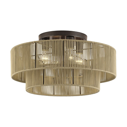Livex Acordia 4Lt Extra Large Semi-Flush, Bronze/Gold Polyester