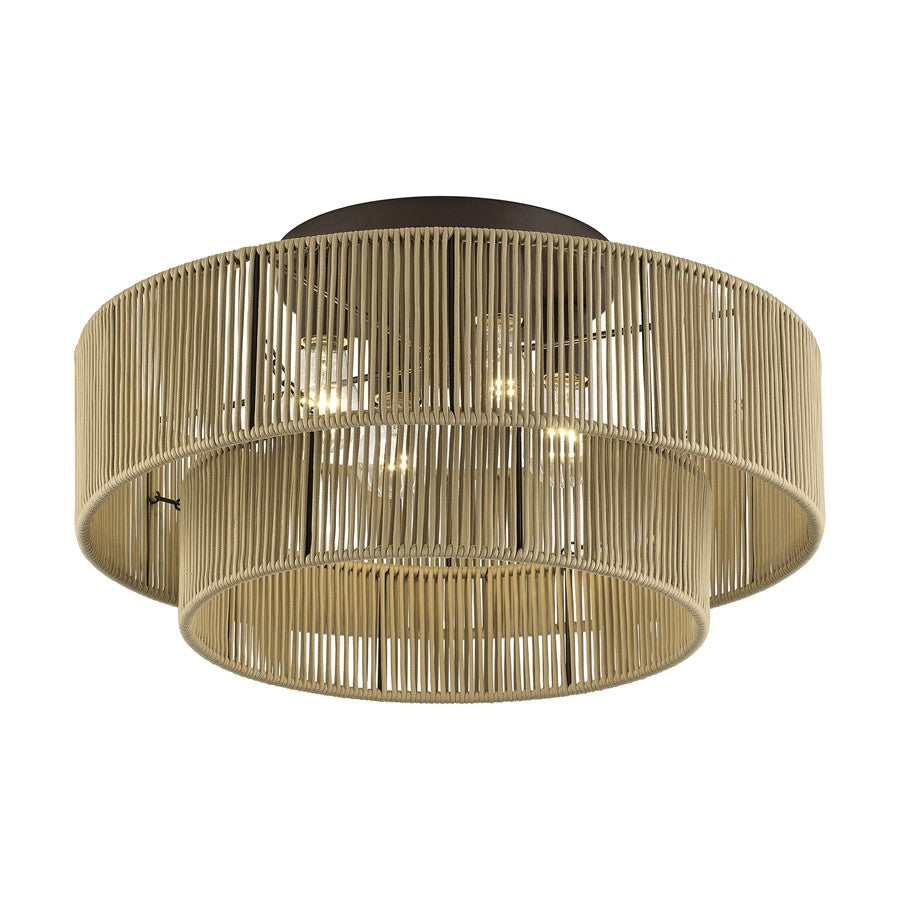Livex Acordia 4Lt Extra Large Semi-Flush, Bronze/Gold Polyester