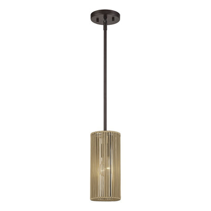 Livex Acordia 1Lt Mini Pendant, Bronze/Venetian Gold Polyester Rope