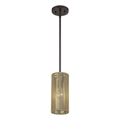 Livex Acordia 1Lt Mini Pendant, Bronze/Venetian Gold Polyester Rope