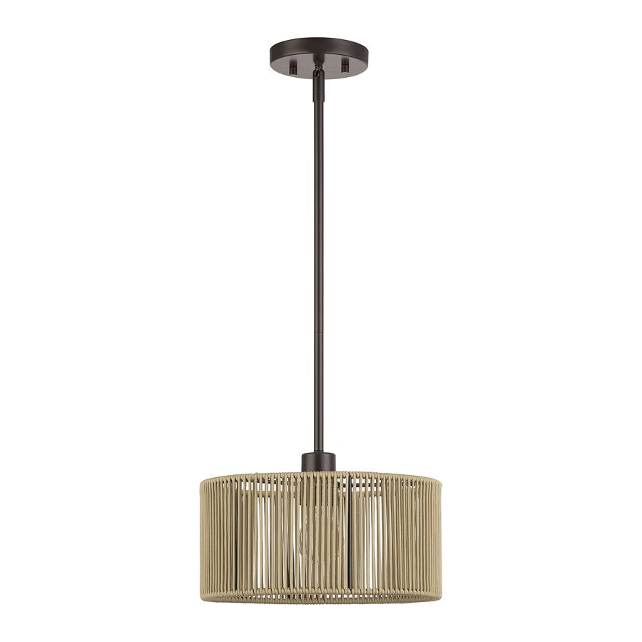 Livex Acordia 1Lt Pendant, Bronze/Venetian Gold Color Polyester Rope
