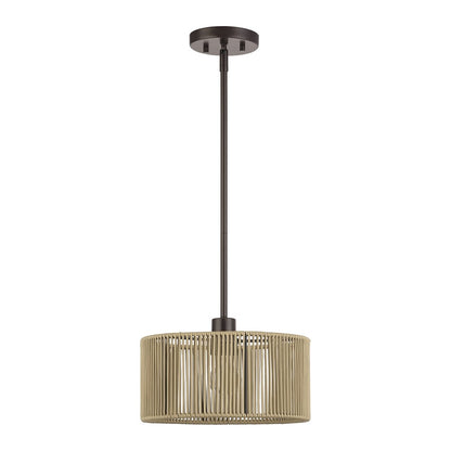 Livex Acordia 1Lt Pendant, Bronze/Venetian Gold Color Polyester Rope