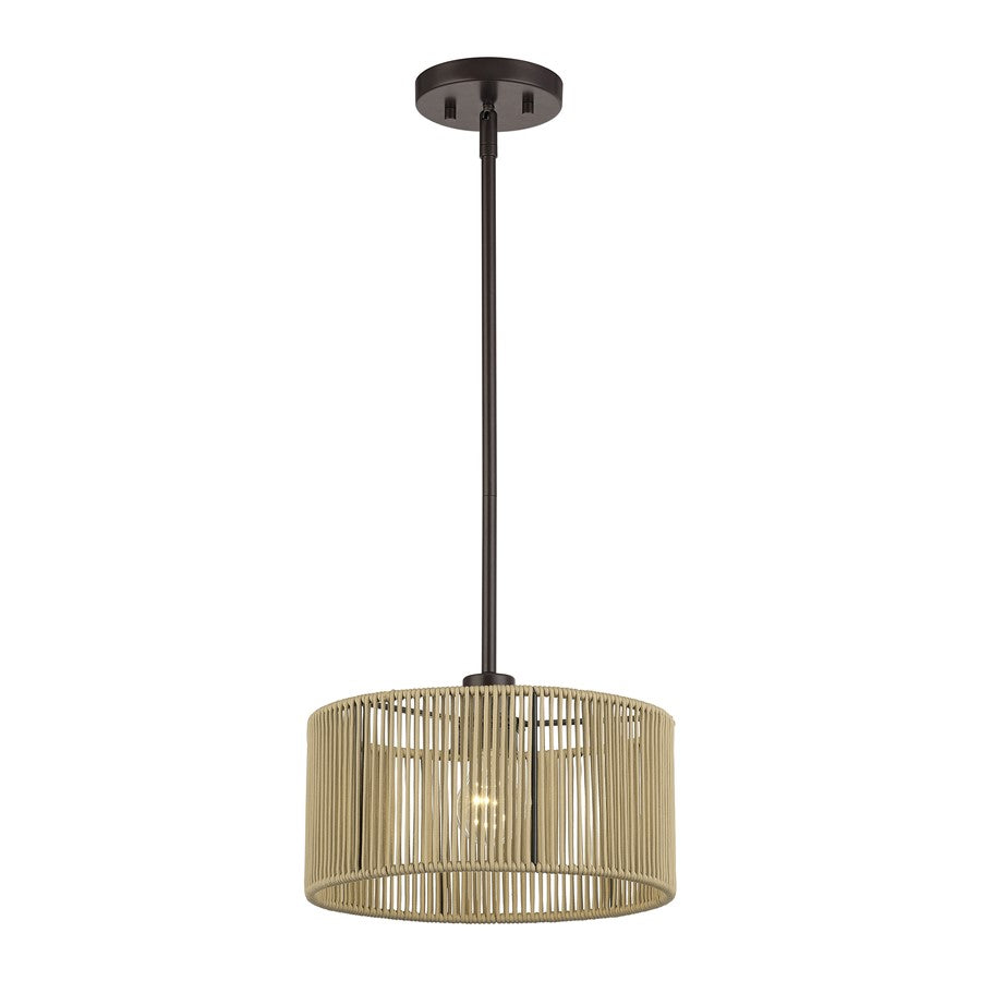 Livex Acordia 1Lt Pendant, Bronze/Venetian Gold Color Polyester Rope