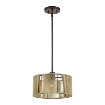 Livex Acordia 1Lt Pendant, Bronze/Venetian Gold Color Polyester Rope