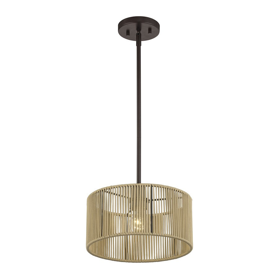 Livex Acordia 1Lt Pendant, Bronze/Venetian Gold Color Polyester Rope
