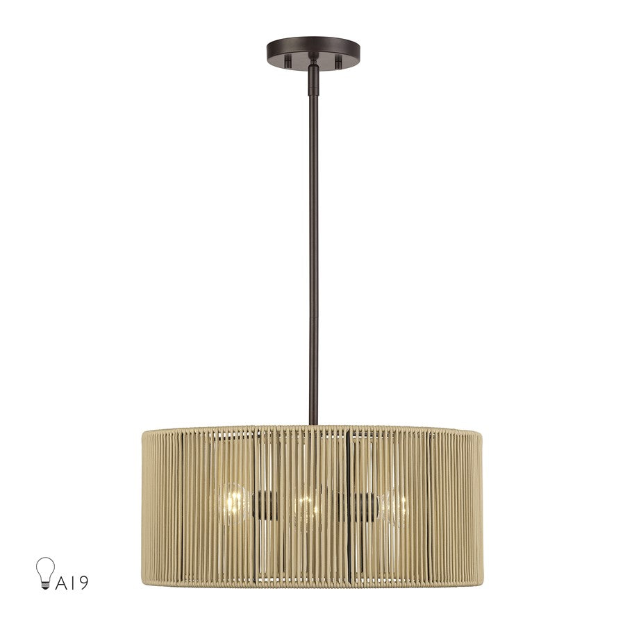 Livex Acordia 3Lt Pendant Chandelier, Bronze/Venetian Gold Polyester - 53153-92
