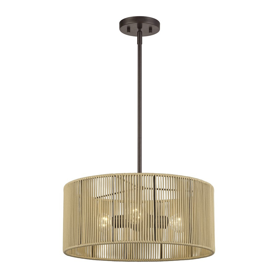 Livex Acordia 3Lt Pendant Chandelier, Bronze/Venetian Gold Polyester