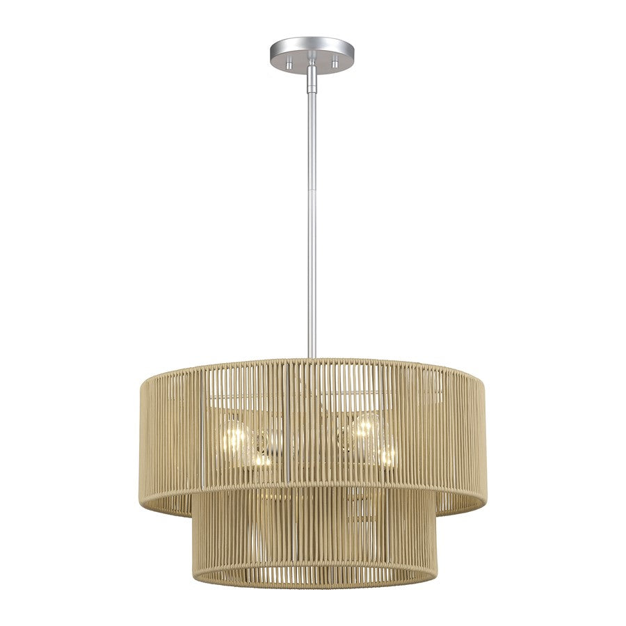 Livex Acordia 4Lt Pendant Chandelier, Painted Nickel/Gold Polyester