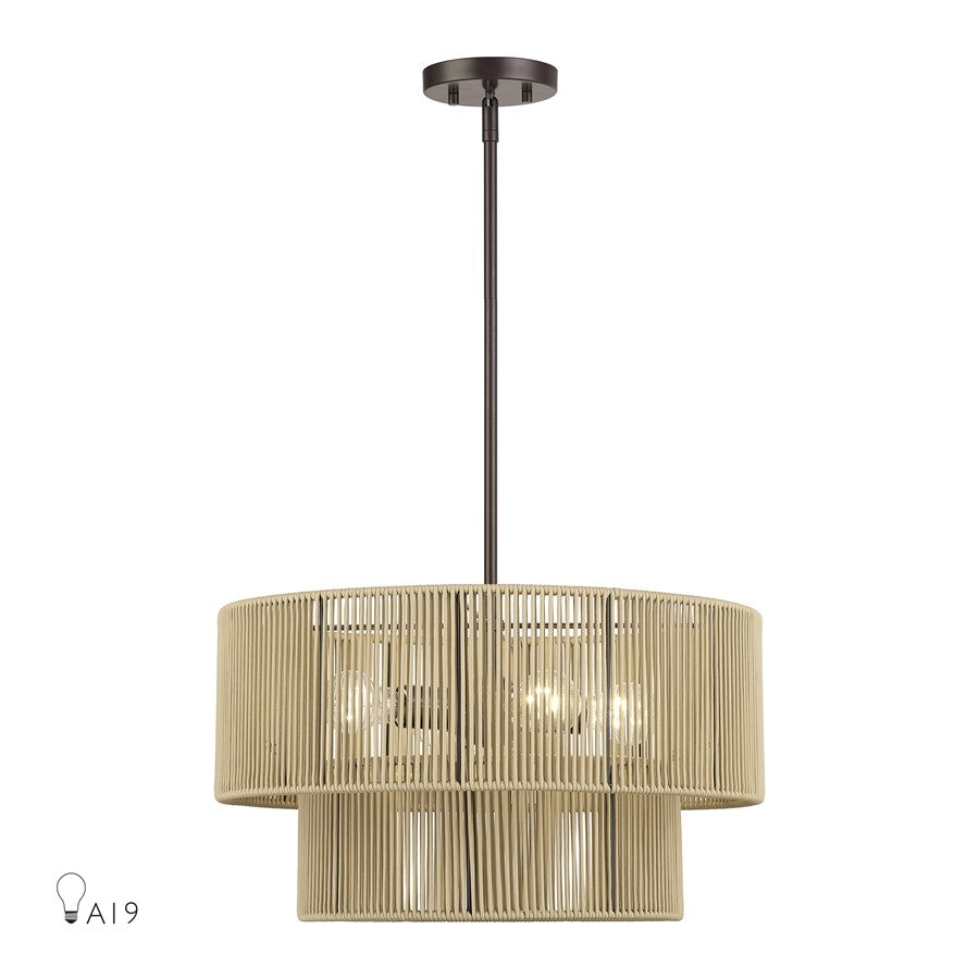 Livex Acordia 4Lt Pendant Chandelier, Bronze/Venetian Gold Polyester - 53154-92