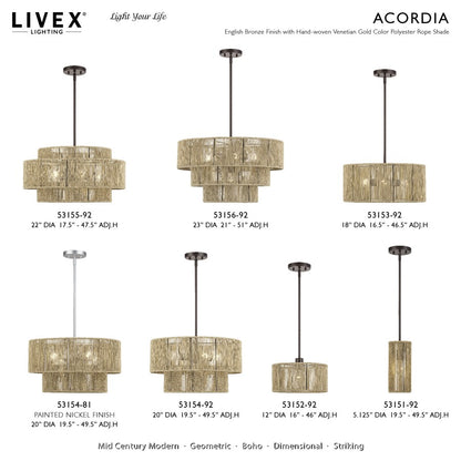 Livex Acordia 4Lt Pendant Chandelier, Bronze/Venetian Gold Polyester