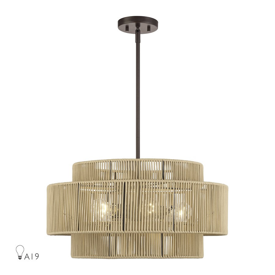 Livex Acordia 5Lt Pendant Chandelier, Bronze/Venetian Gold Polyester - 53155-92