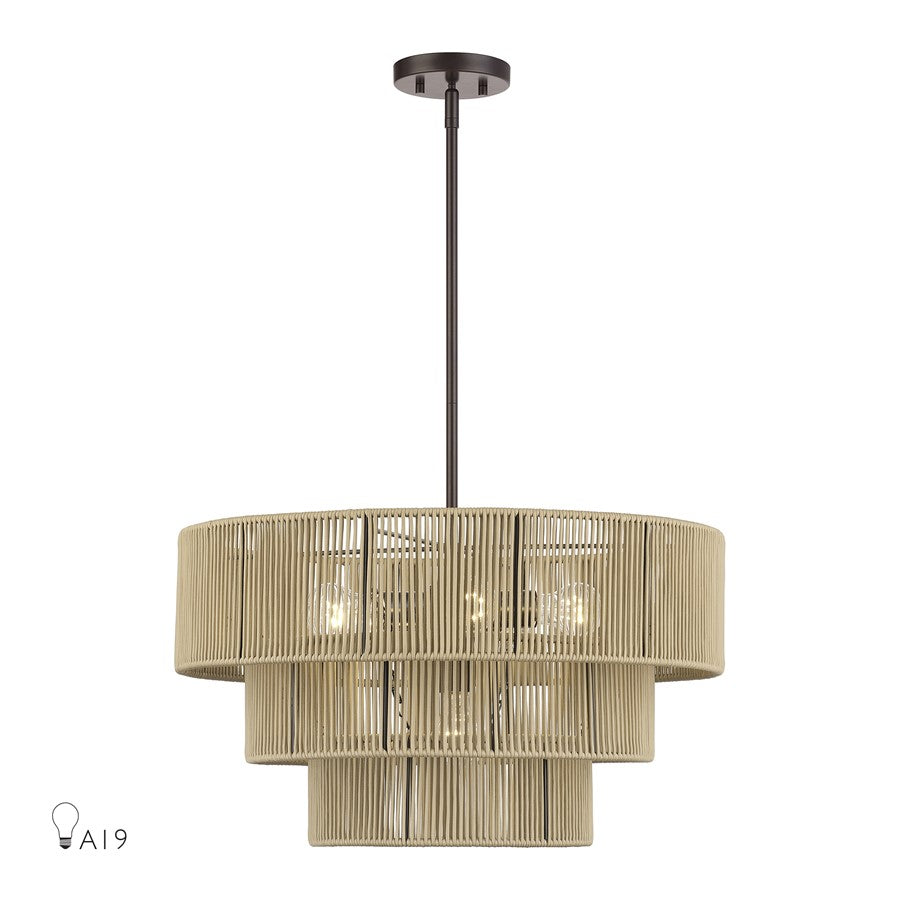 Livex Acordia 6Lt Pendant Chandelier, Bronze/Venetian Gold Polyester - 53156-92
