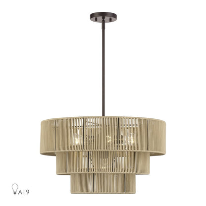 Livex Acordia 6Lt Pendant Chandelier, Bronze/Venetian Gold Polyester - 53156-92