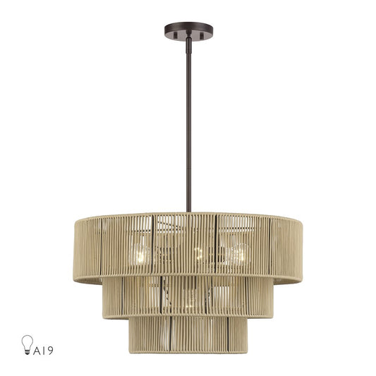 Livex Acordia 6Lt Pendant Chandelier, Bronze/Venetian Gold Polyester - 53156-92