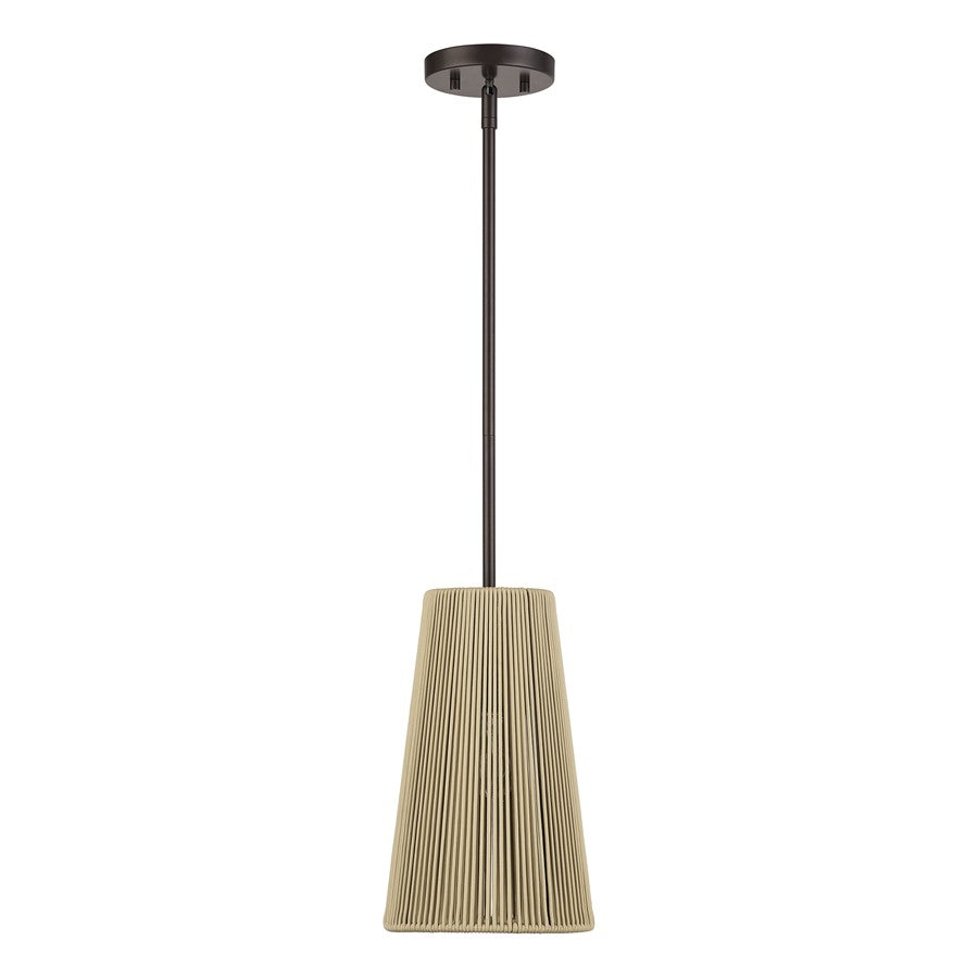 Livex Florell 1Lt 8" Dia Pendant, Bronze/Venetian Gold Polyester Rope