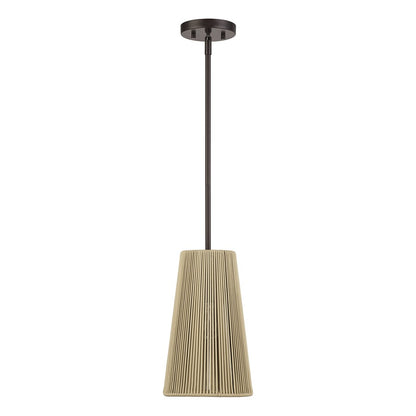 Livex Florell 1Lt 8" Dia Pendant, Bronze/Venetian Gold Polyester Rope