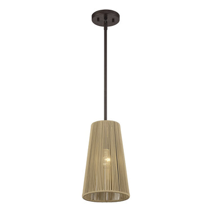 Livex Florell 1Lt 8" Dia Pendant, Bronze/Venetian Gold Polyester Rope
