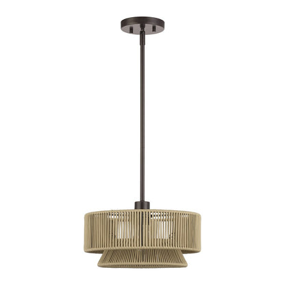 Livex Florell 1Lt 13" Dia Pendant, Bronze/Venetian Gold Polyester