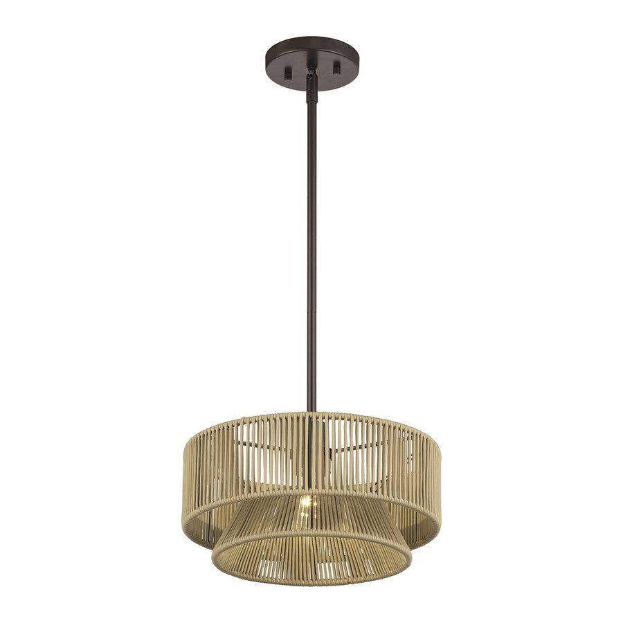 Livex Florell 1Lt 13" Dia Pendant, Bronze/Venetian Gold Polyester