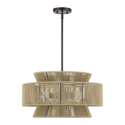Livex Florell 5Lt Pendant Chandelier, Bronze/Venetian Gold Polyester