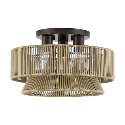 Livex Florell 3Lt 15" Dia Semi-Flush, Bronze/Gold Polyester