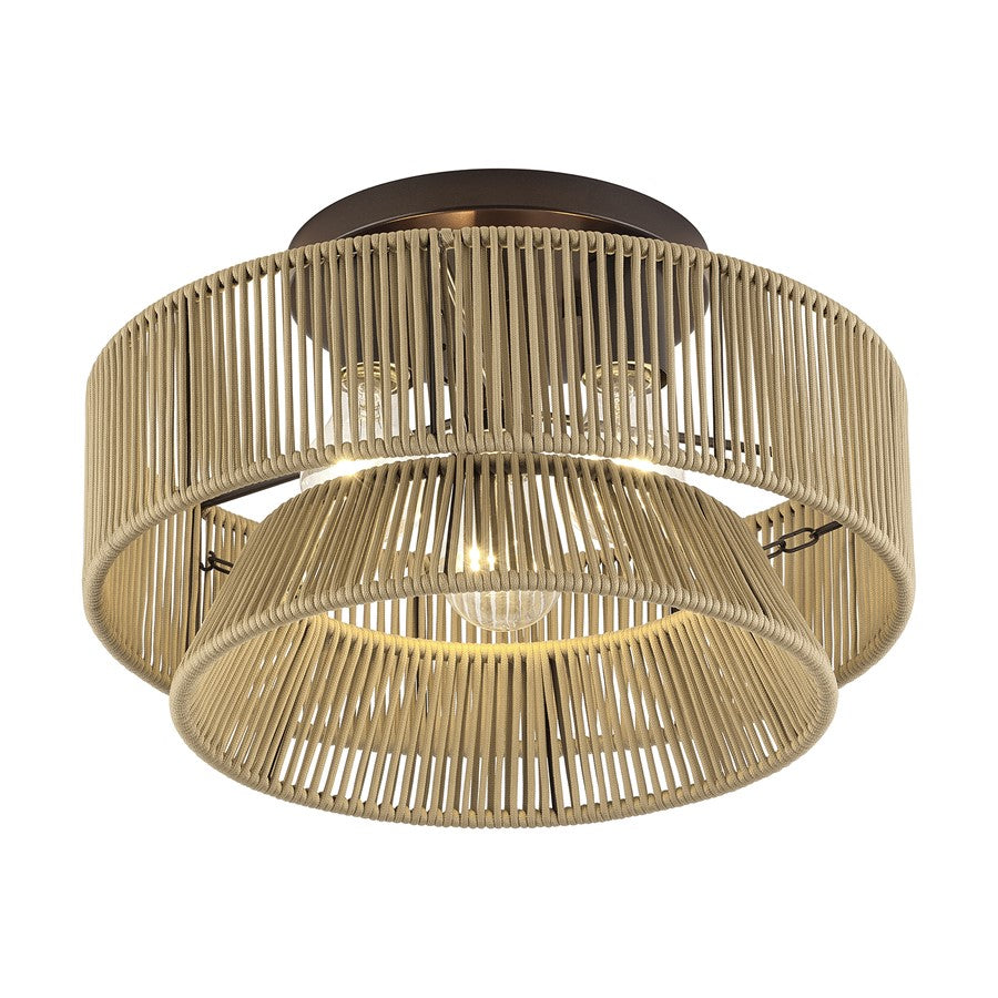 Livex Florell 3Lt 15" Dia Semi-Flush, Bronze/Gold Polyester