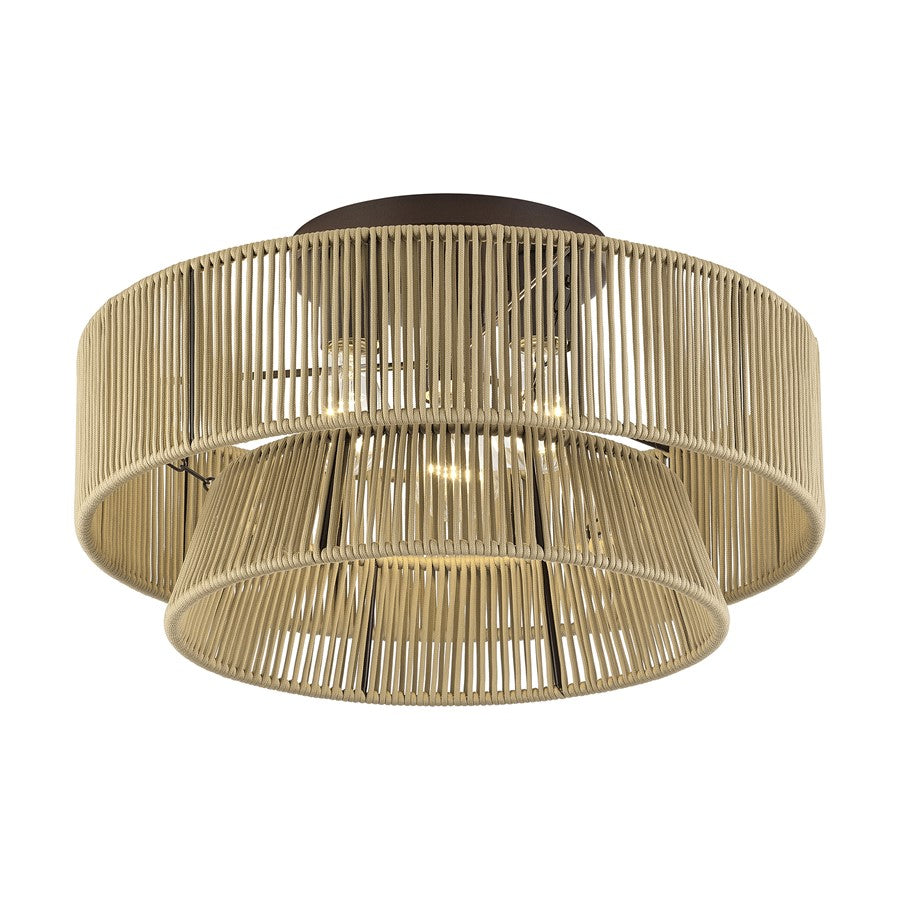 Livex Florell 3Lt 18" Dia Semi-Flush, Bronze/Gold Polyester