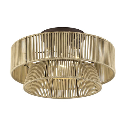 Livex Florell 3Lt 18" Dia Semi-Flush, Bronze/Gold Polyester