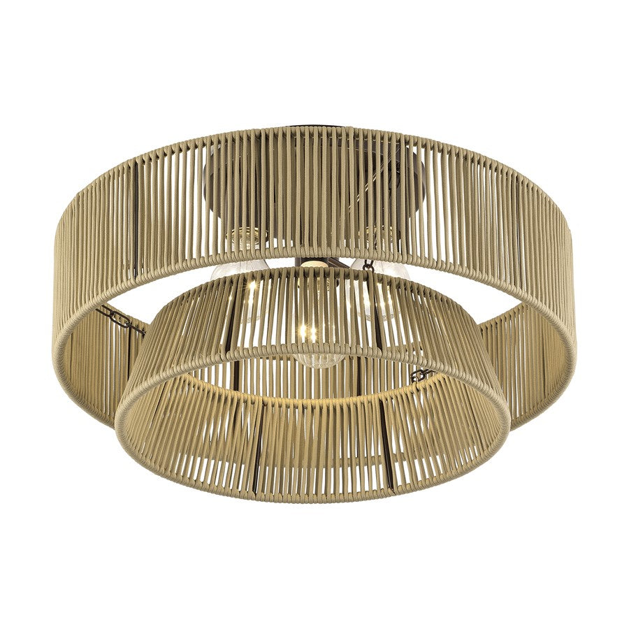 Livex Florell 3Lt 18" Dia Semi-Flush, Bronze/Gold Polyester