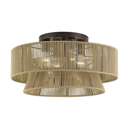 Livex Florell 4Lt Extra Large Semi-Flush, Bronze/Gold Polyester