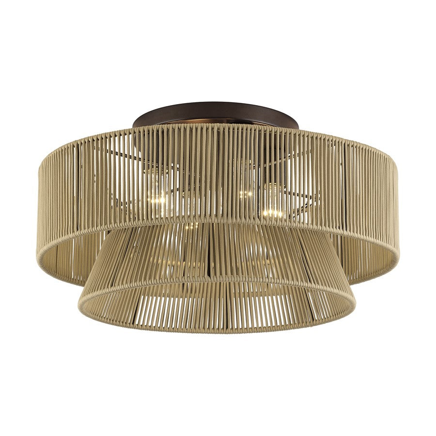 Livex Florell 4Lt Extra Large Semi-Flush, Bronze/Gold Polyester