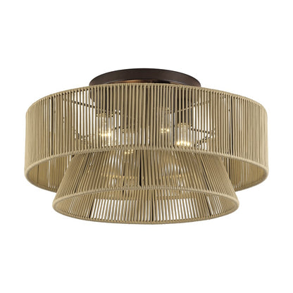 Livex Florell 4Lt Extra Large Semi-Flush, Bronze/Gold Polyester