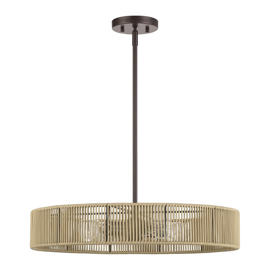 Livex Goldiemesh 4Lt Pendant, Bronze/Venetian Gold Polyester Rope