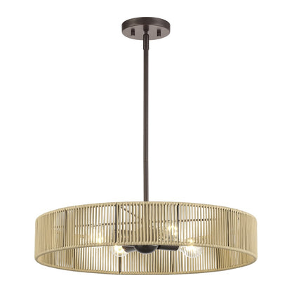 Livex Goldiemesh 4Lt Pendant, Bronze/Venetian Gold Polyester Rope