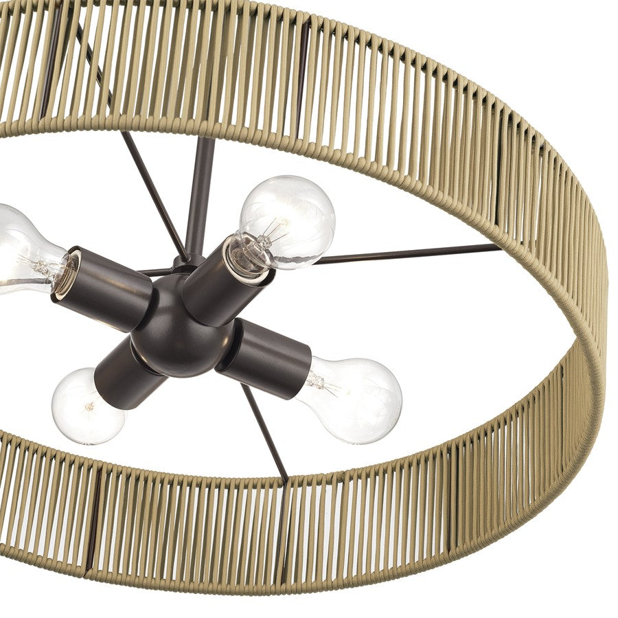 Livex Goldiemesh 4Lt Pendant, Bronze/Venetian Gold Polyester Rope