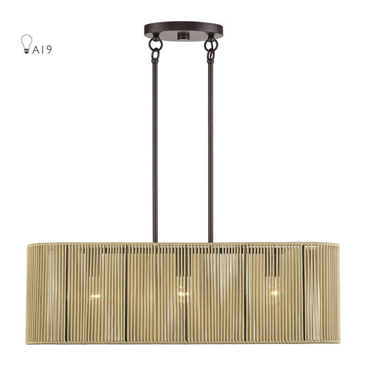 Livex Goldiemesh 3Lt Medium Chandelier, Bronze/Gold Polyester - 53193-92