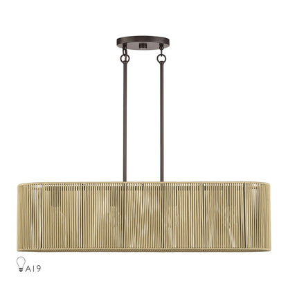 Livex Goldiemesh 4Lt Large Chandelier, Bronze/Gold Polyester - 53194-92