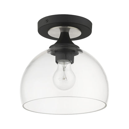 Livex Glendon 1 Lt Semi-Flush Mount, Black/Nickel/Clear