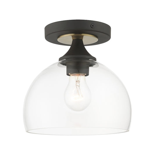 Livex Glendon 1 Lt Semi-Flush Mount, Bronze/Brass/Clear