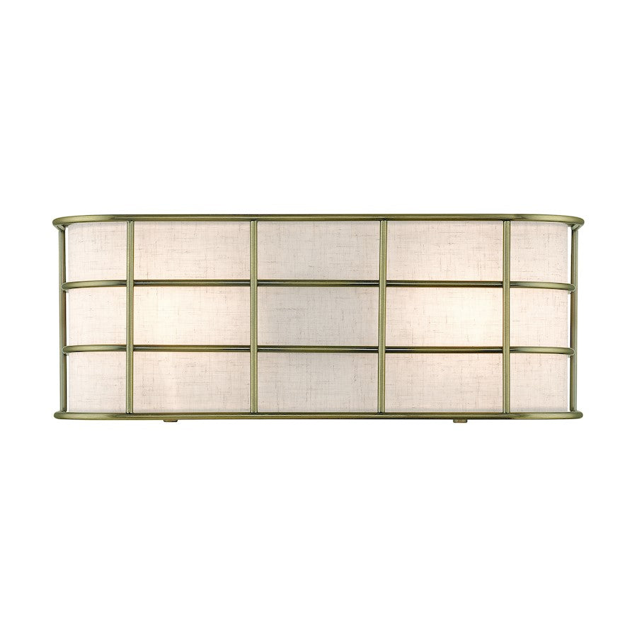 Livex Blanchard 2 Light ADA Sconce, Brass/Oatmeal