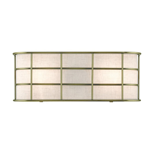 Livex Blanchard 2 Light ADA Sconce, Brass/Oatmeal
