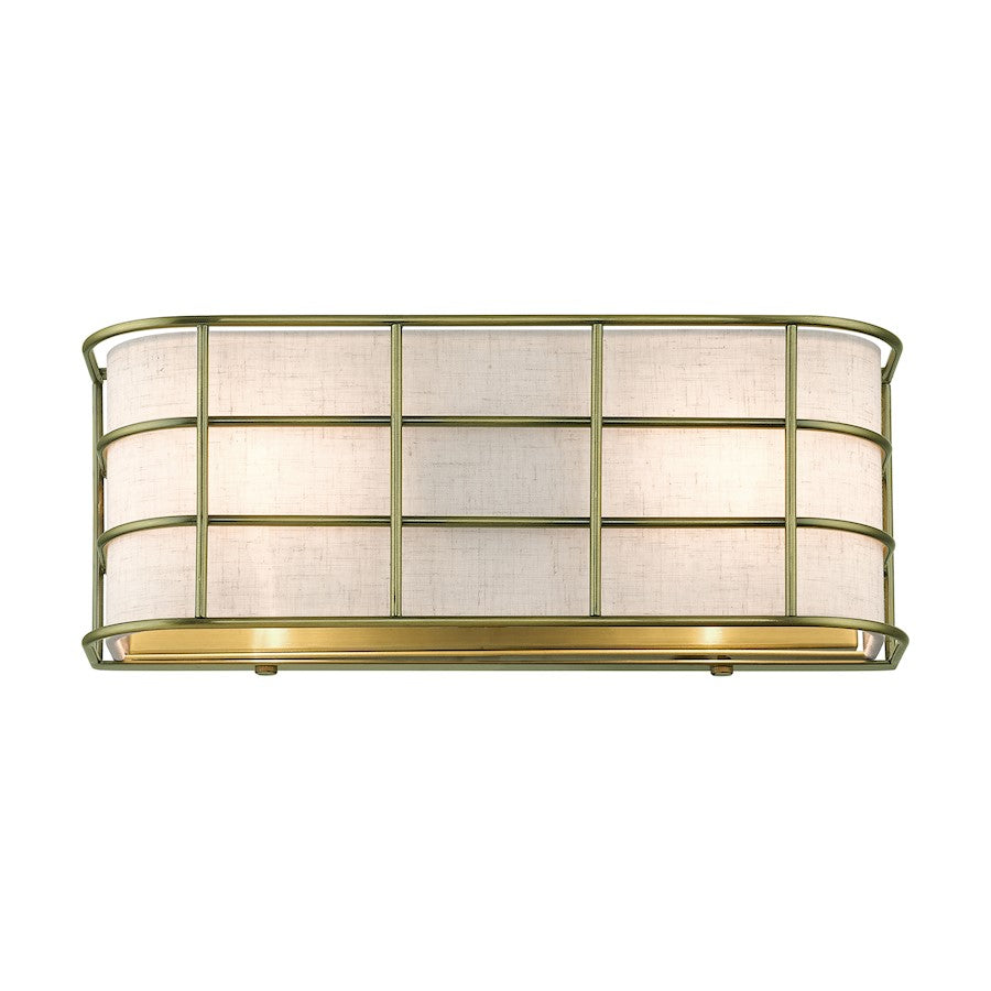 Livex Blanchard 2 Light ADA Sconce, Brass/Oatmeal