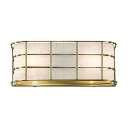 Livex Blanchard 2 Light ADA Sconce, Brass/Oatmeal