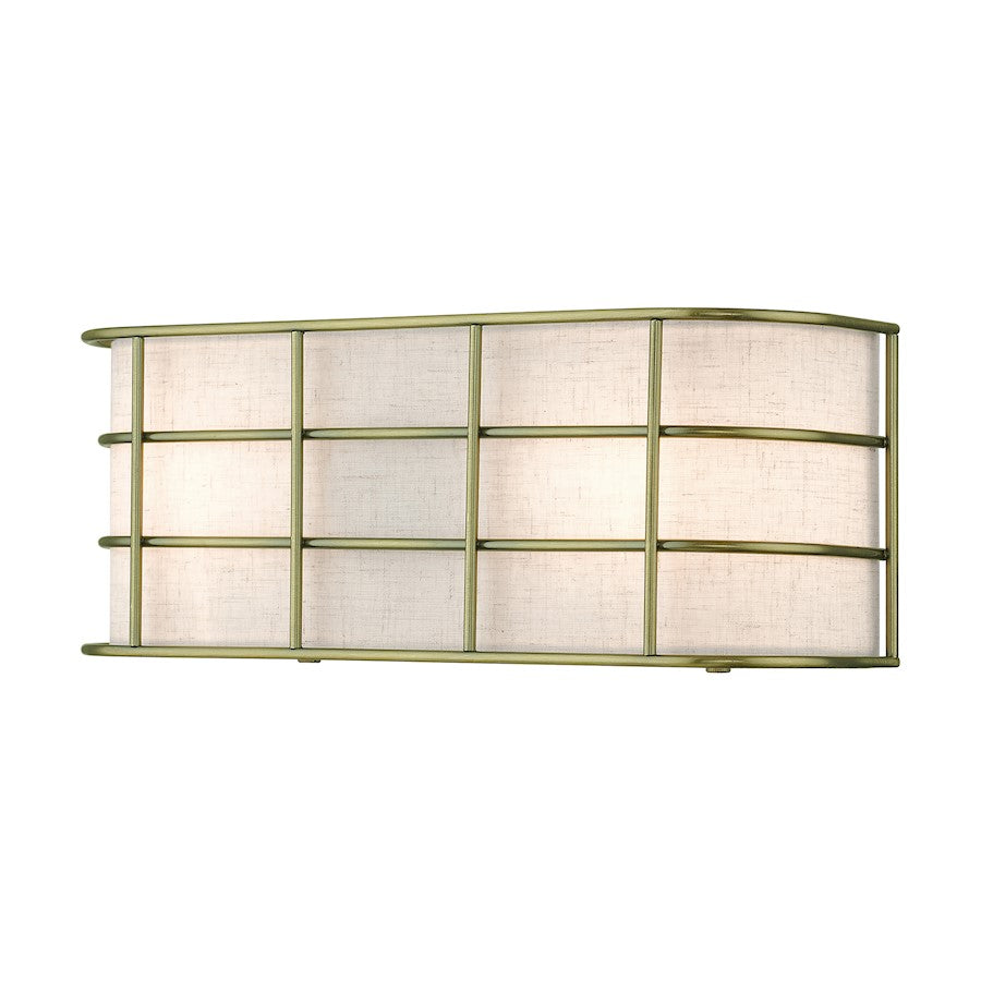 Livex Blanchard 2 Light ADA Sconce, Brass/Oatmeal