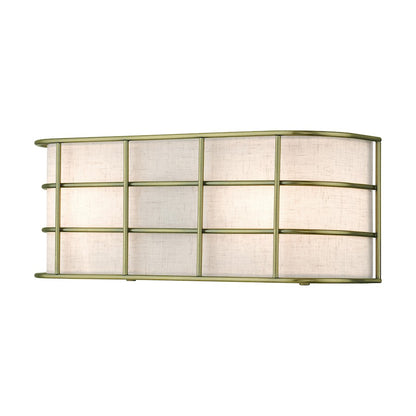 Livex Blanchard 2 Light ADA Sconce, Brass/Oatmeal