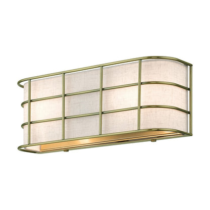 Livex Blanchard 2 Light ADA Sconce, Brass/Oatmeal